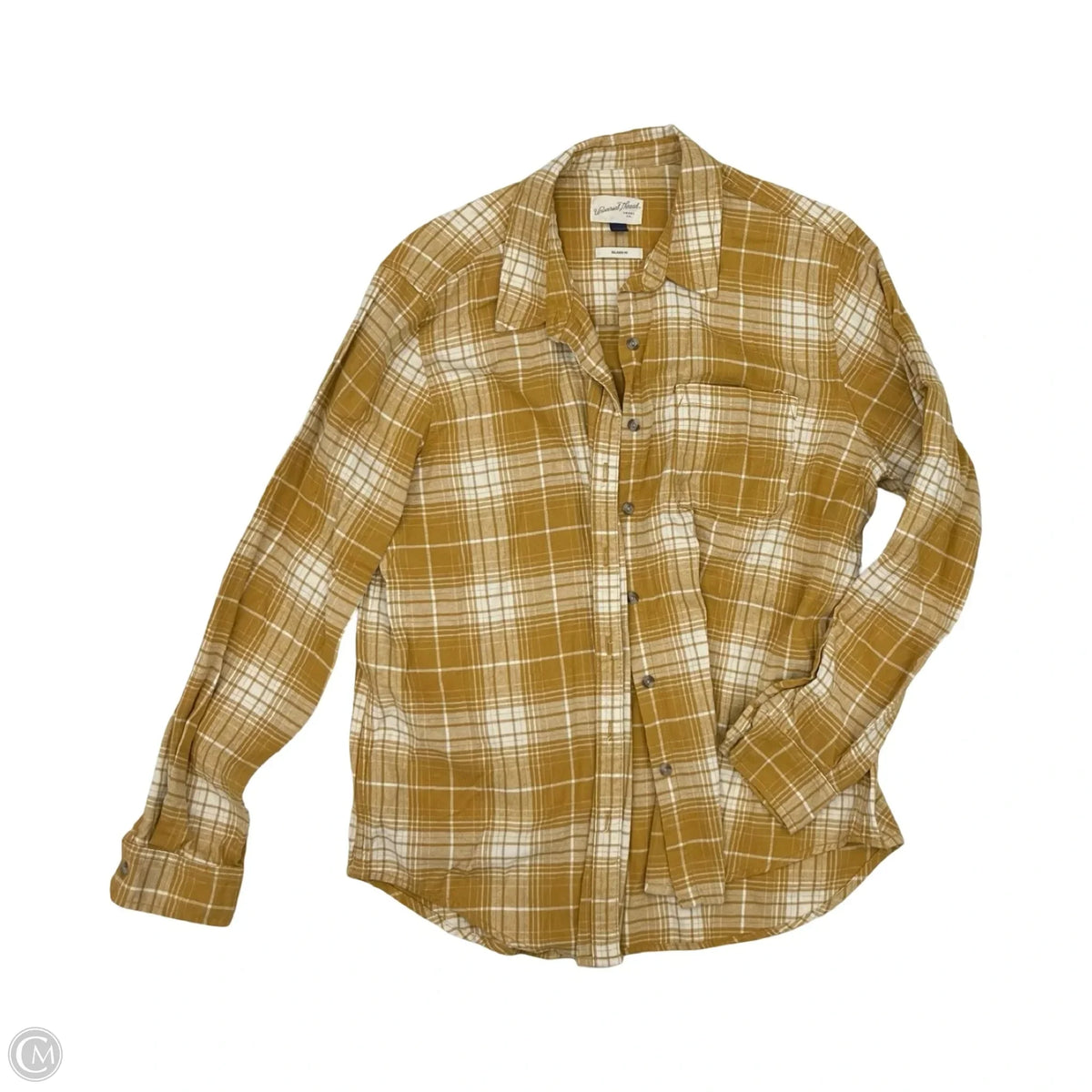 Top Long Sleeve By Universal Thread In Cream & Yellow, Size: L