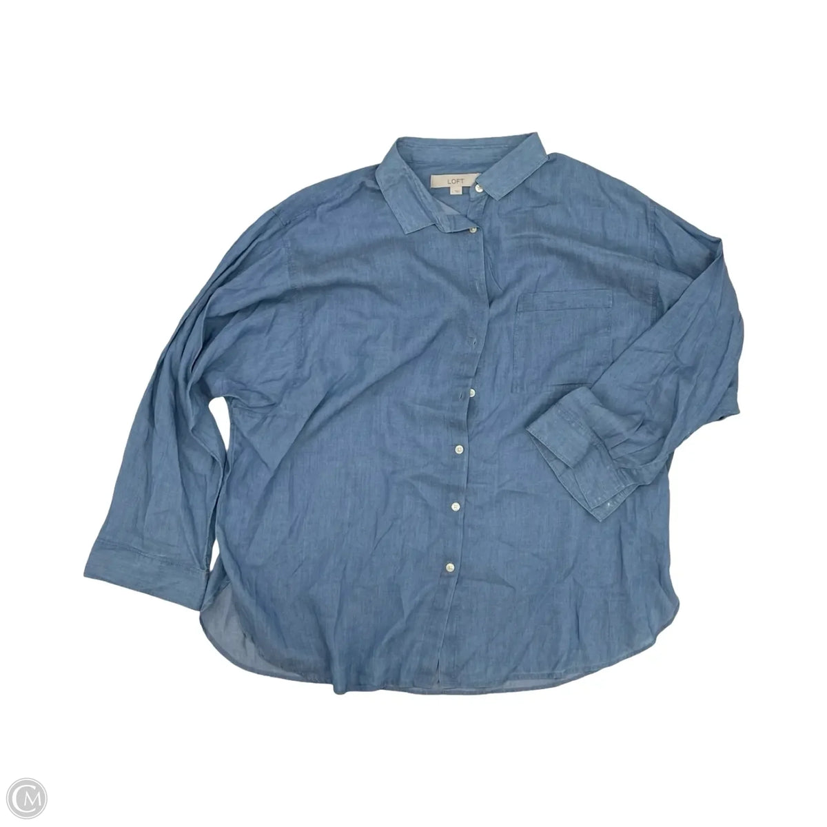 Blouse Long Sleeve By Loft In Blue, Size: L