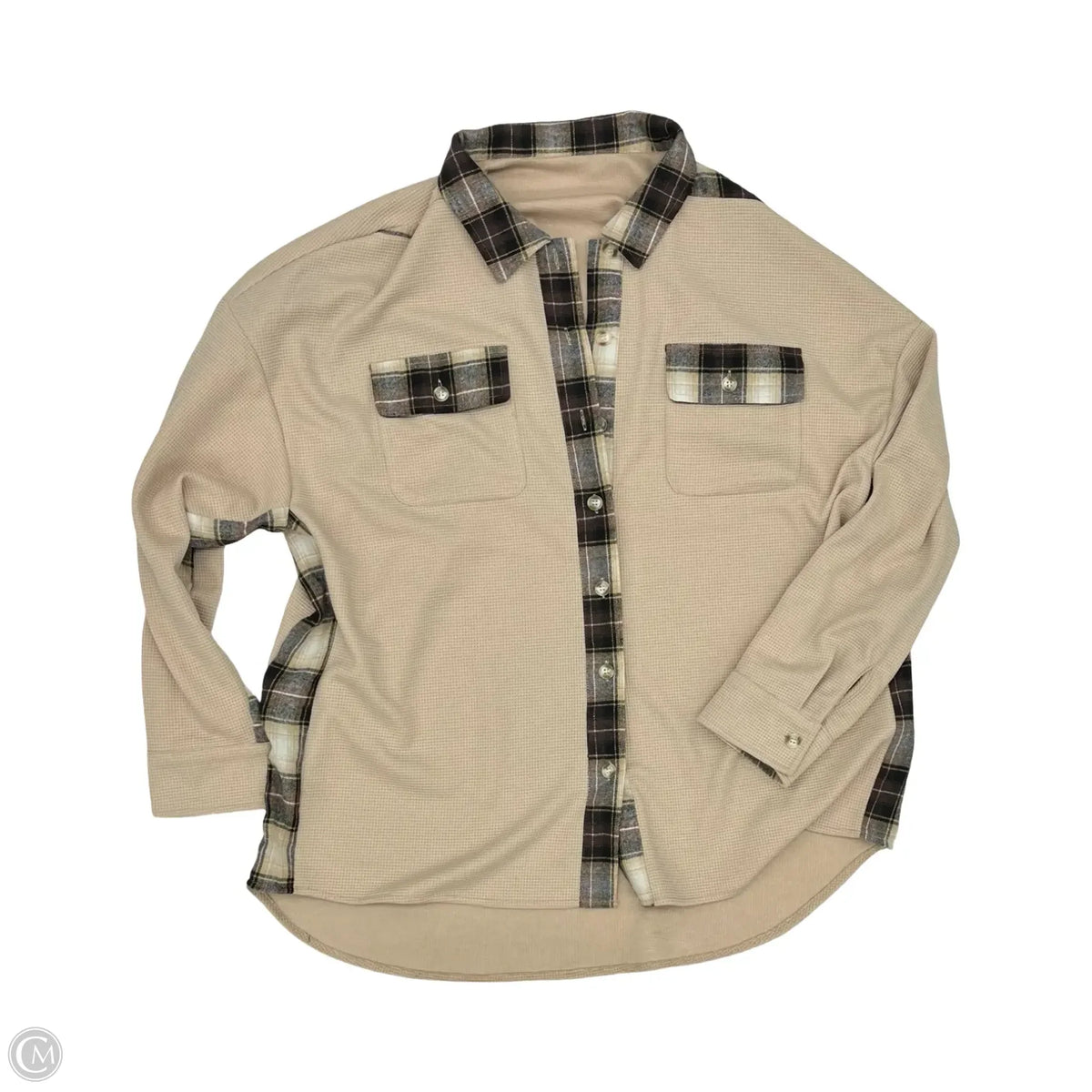 Jacket Shirt By Cmf In Brown & Tan, Size: 2x