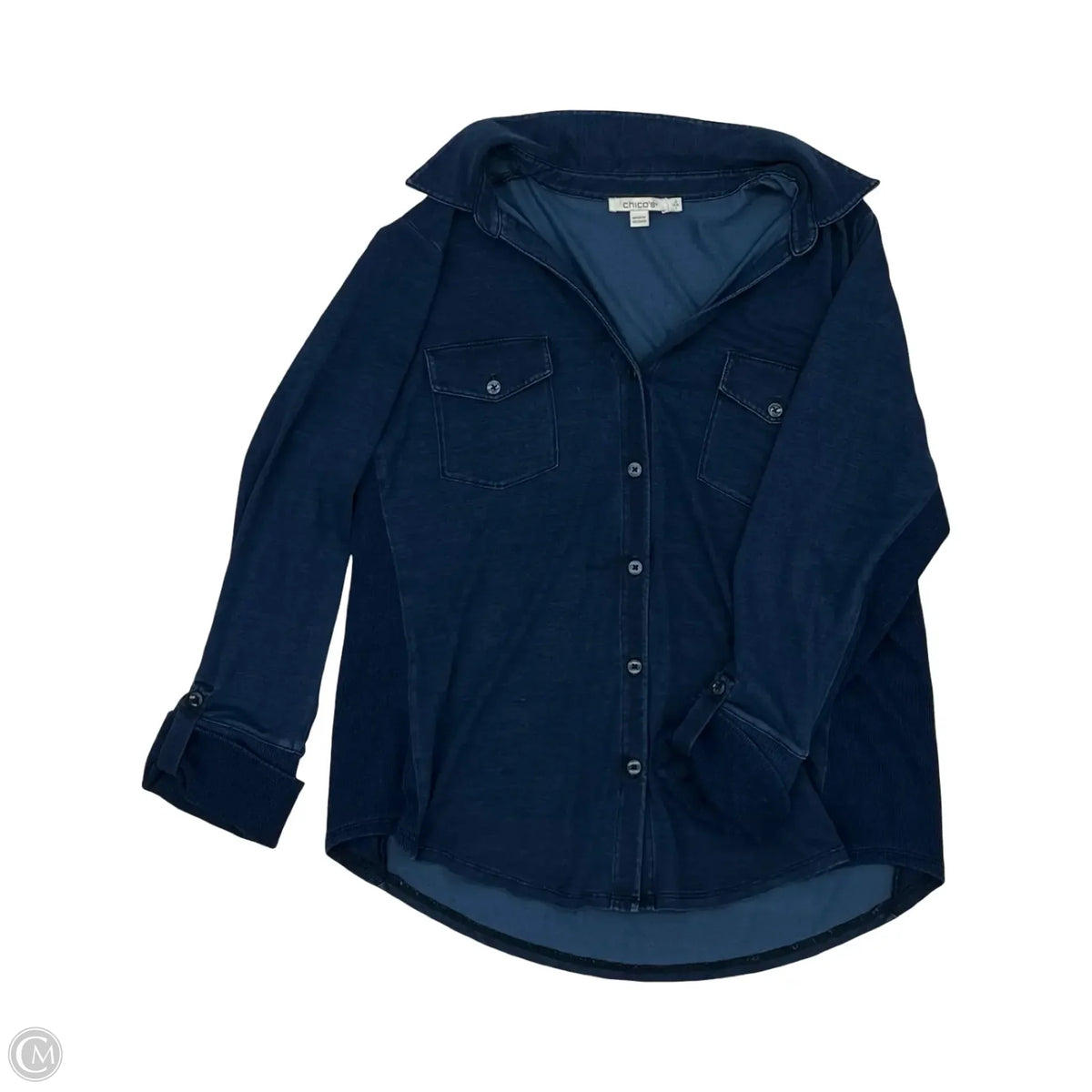 Top Long Sleeve By Chicos In Navy, Size: L