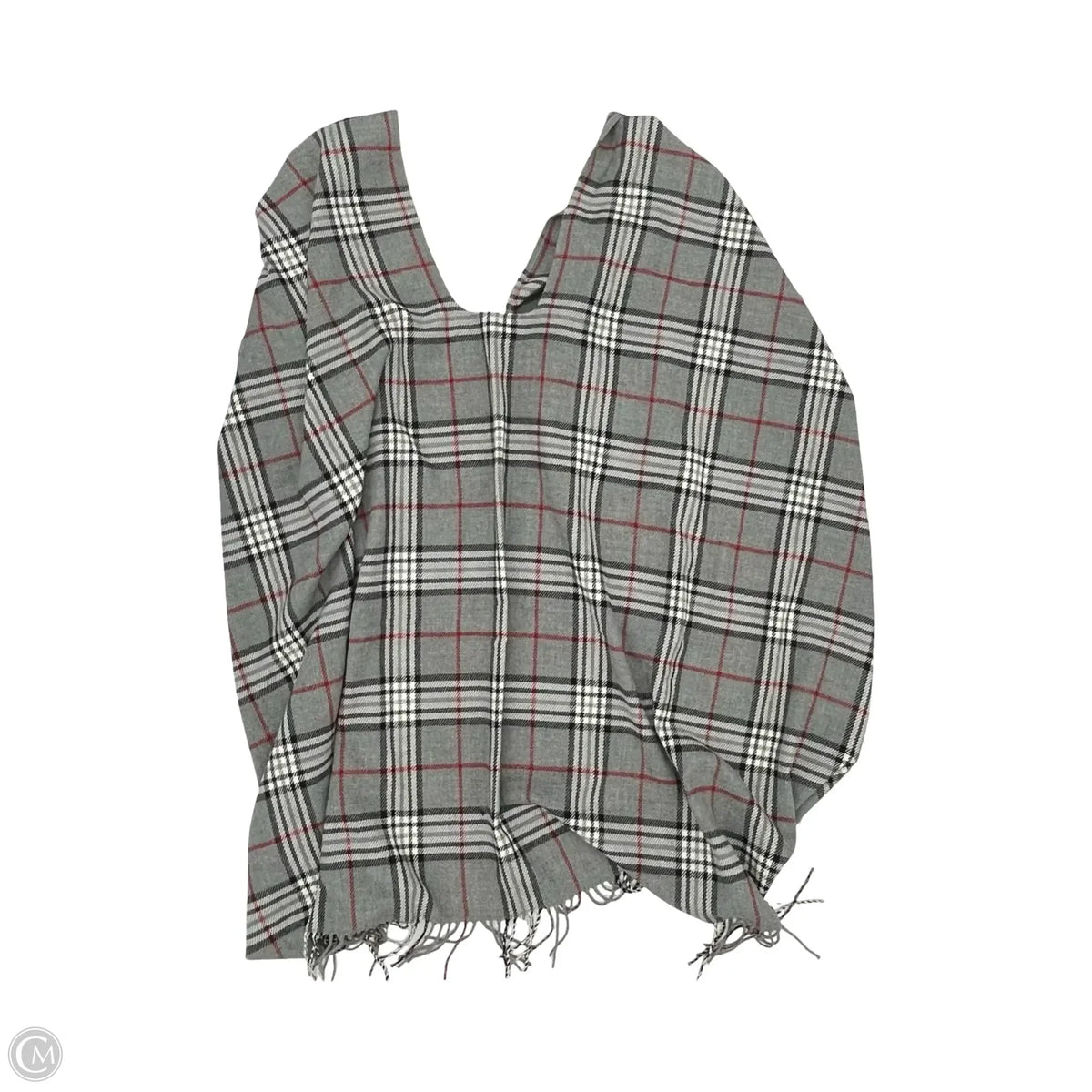 Shawl By Clothes Mentor In Grey & Red, Size: Os