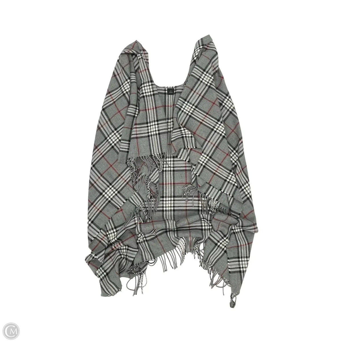 Shawl By Clothes Mentor In Grey & Red, Size: Os