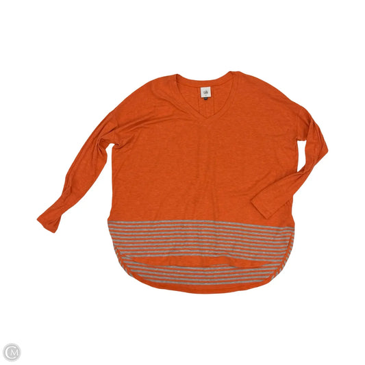 Top Long Sleeve By Cabi In Grey & Orange, Size: S