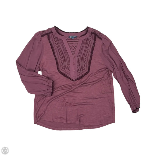 Blouse Long Sleeve By Democracy In Purple, Size: L