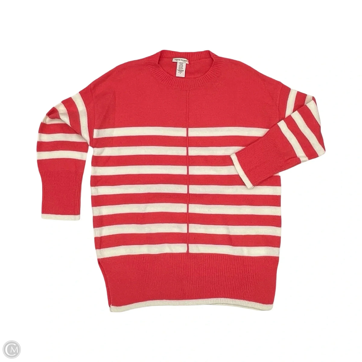 Sweater By Clothes Mentor In Orange & White, Size: M