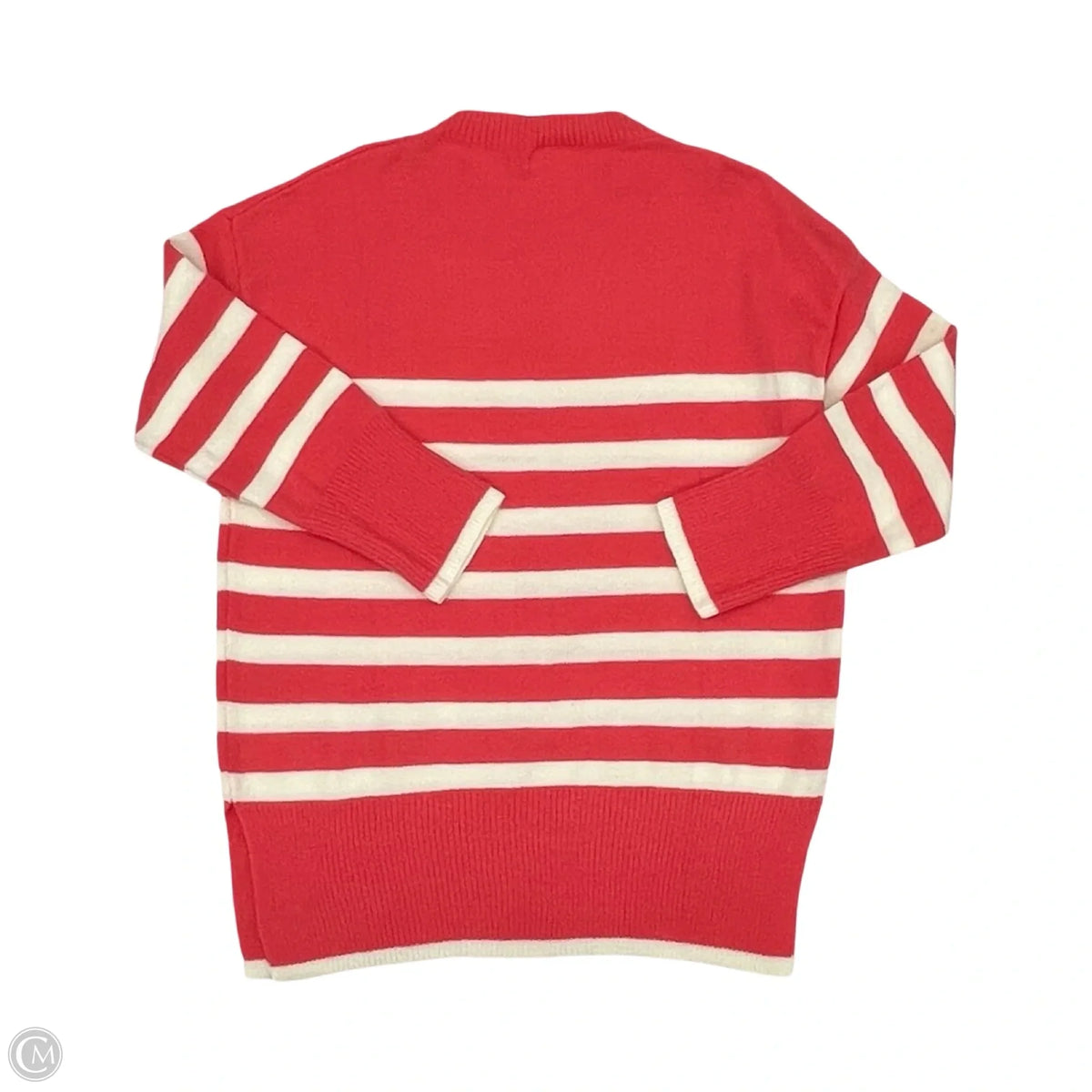 Sweater By Clothes Mentor In Orange & White, Size: M