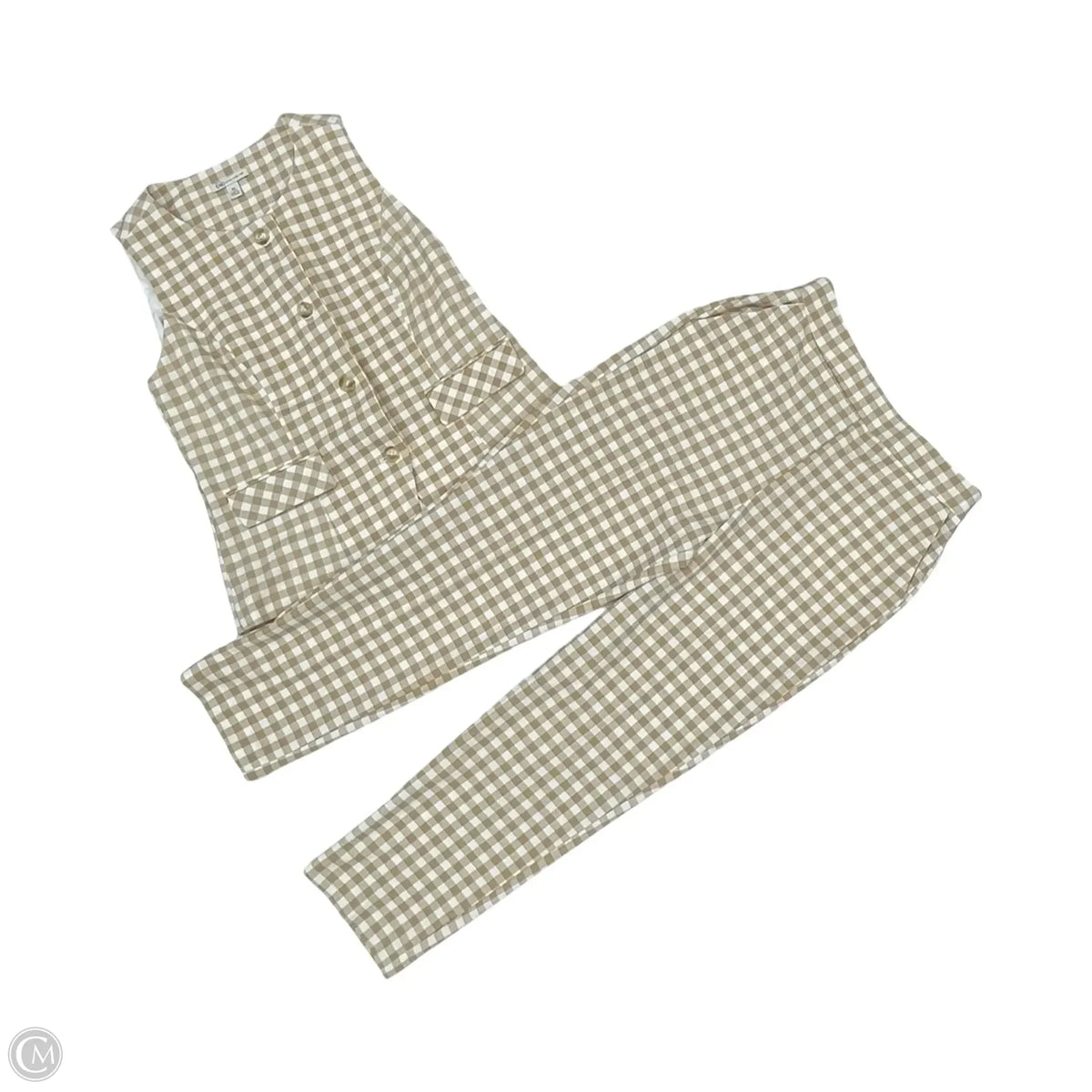 Pants Set 2pc By Cato In Brown & Cream, Size: M