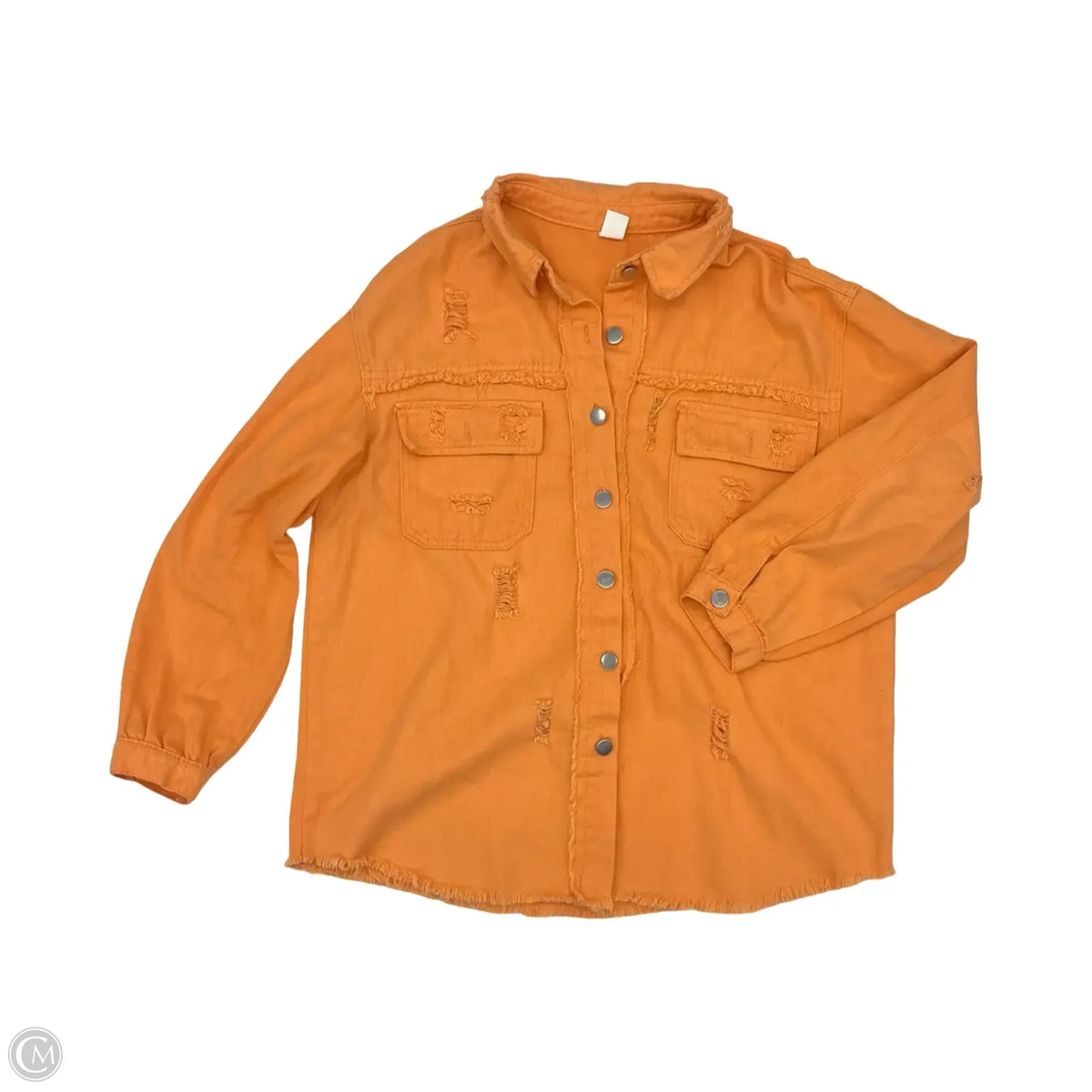 Jacket Denim By Cmf In Orange Denim, Size: L