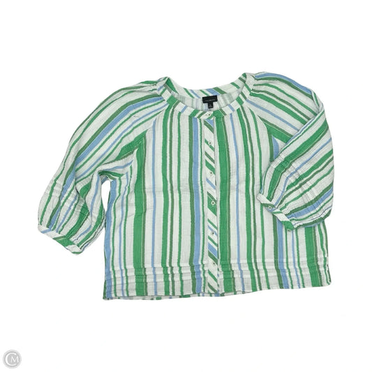 Blouse Long Sleeve By Talbots In Green & White, Size: Xl