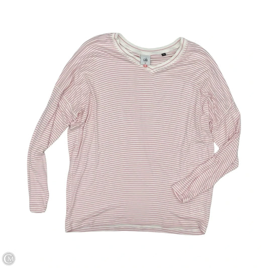 Top Long Sleeve By Cabi In Pink & White, Size: M