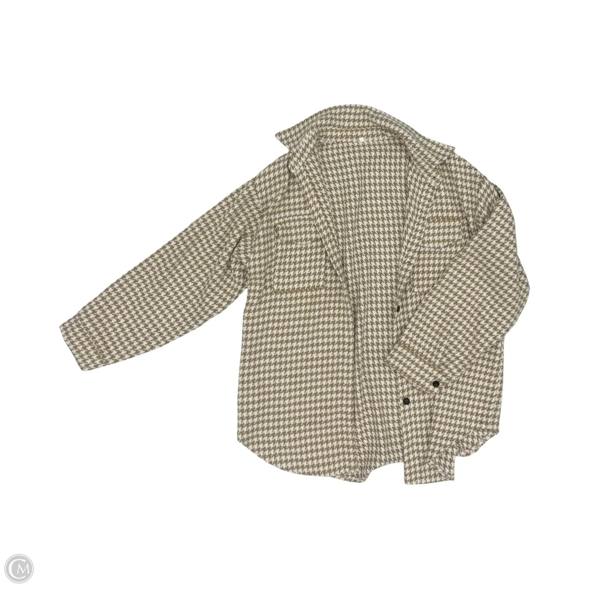 Jacket Shirt By Cmf In Brown & Cream, Size: L