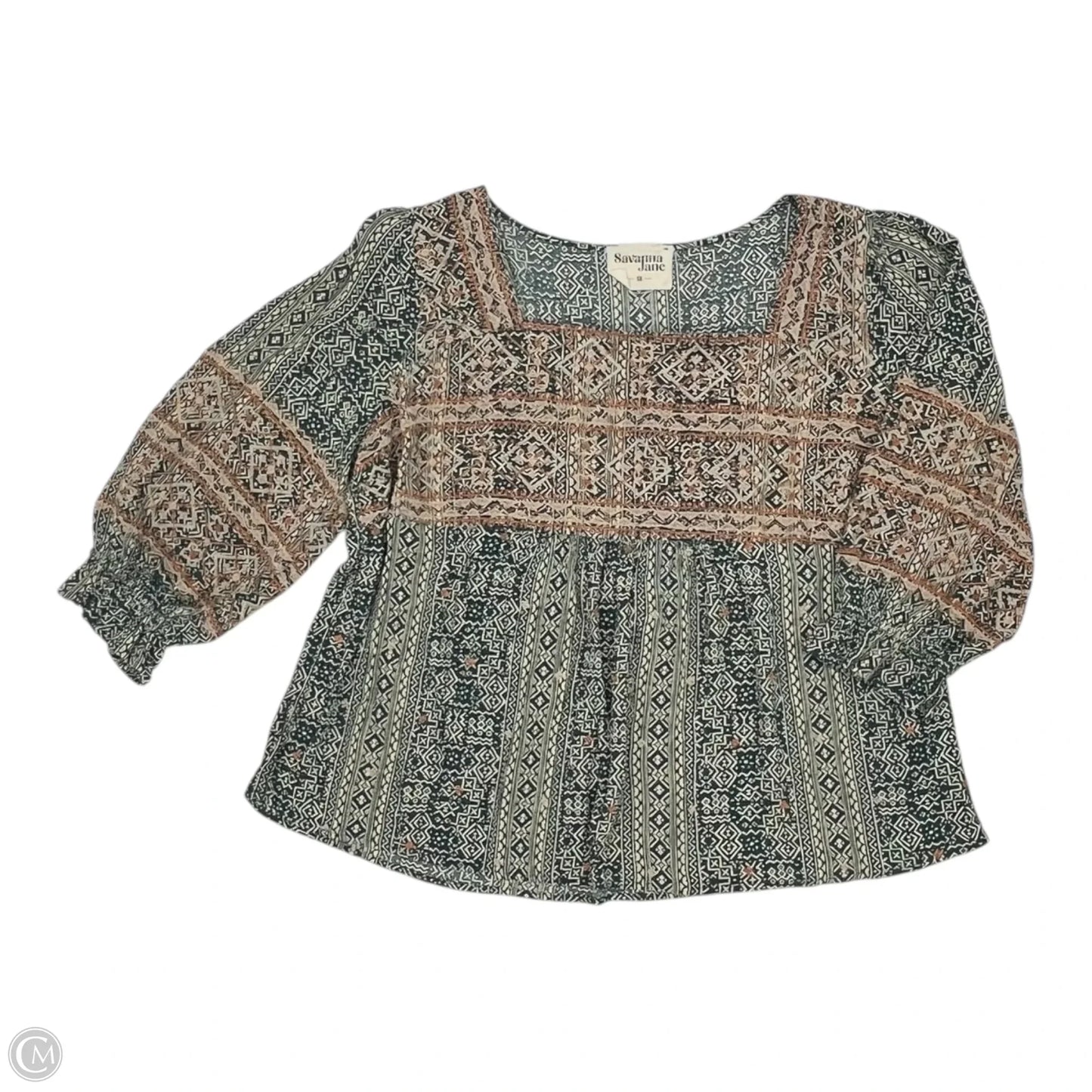 Blouse Long Sleeve By Savanna Jane In Multi-colored, Size: 1x