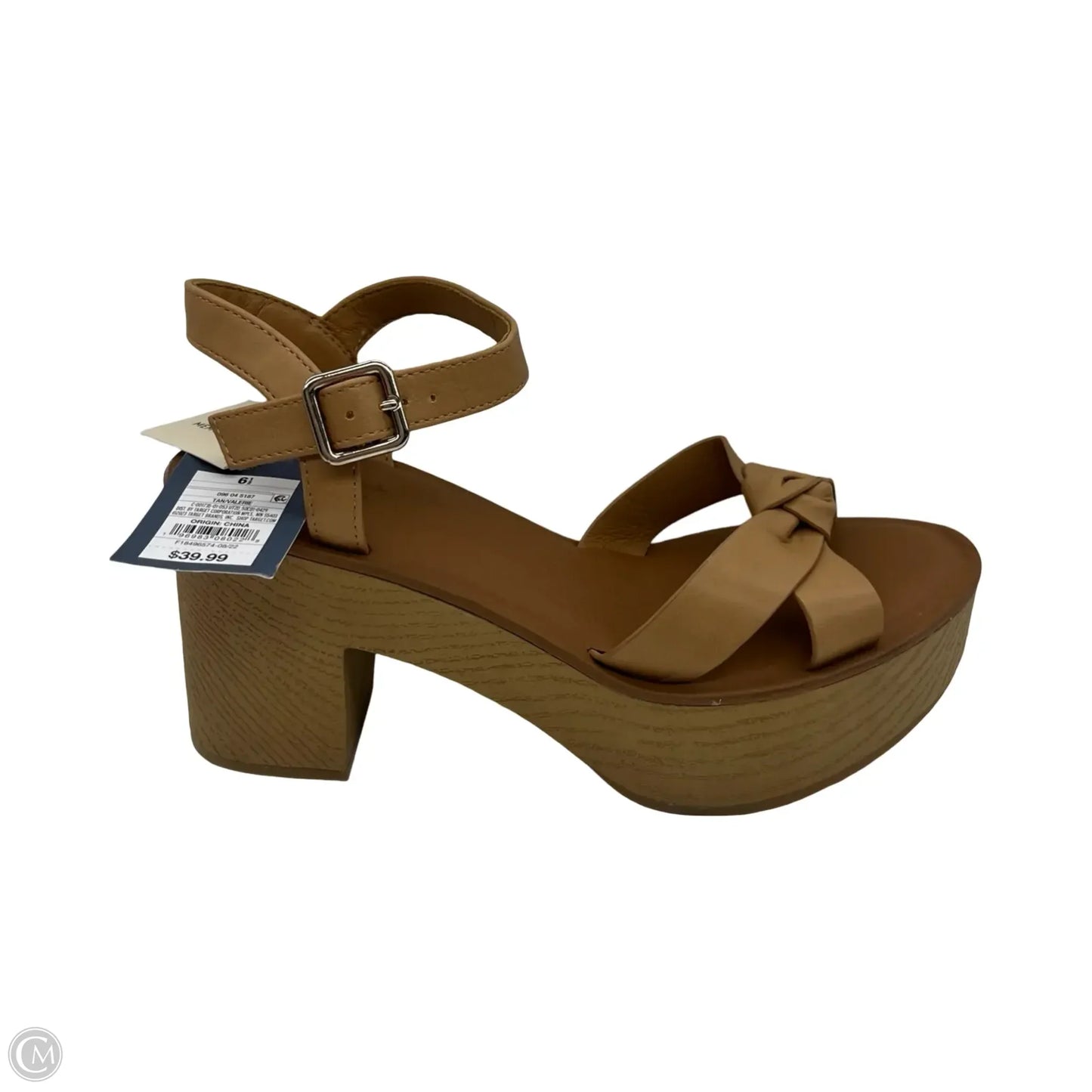 Sandals Heels Block By Universal Thread In Tan, Size: 6.5