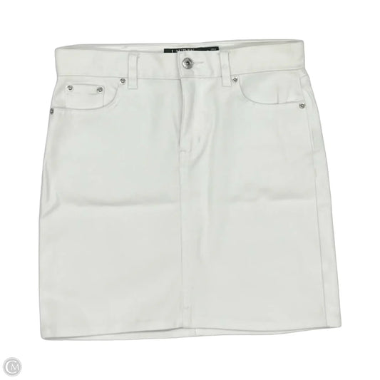 Skirt Mini & Short By Lauren By Ralph Lauren In White Denim, Size: 0