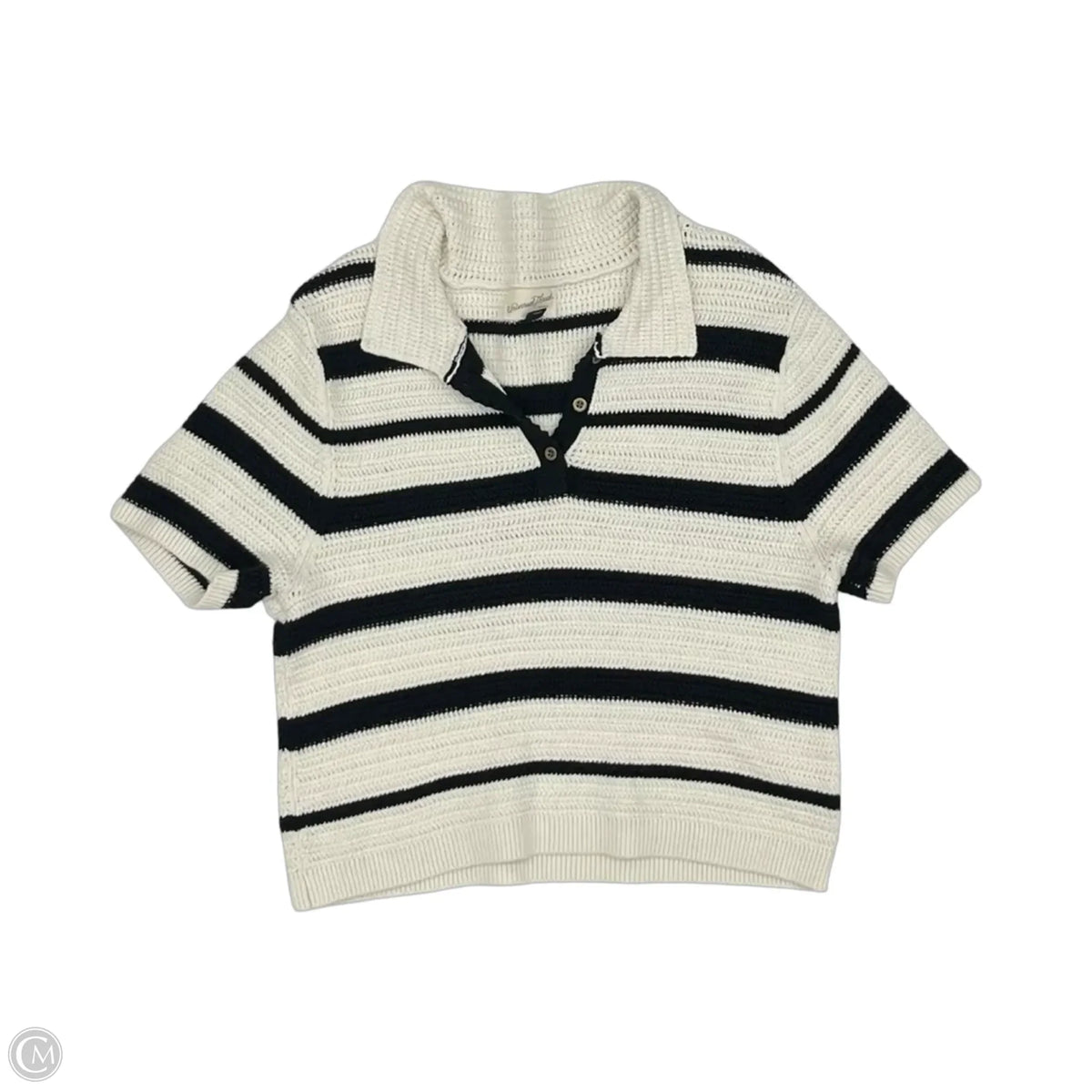 Sweater Short Sleeve By Universal Thread In Black & Cream, Size: L