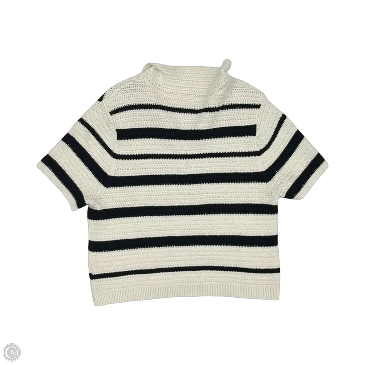 Sweater Short Sleeve By Universal Thread In Black & Cream, Size: L