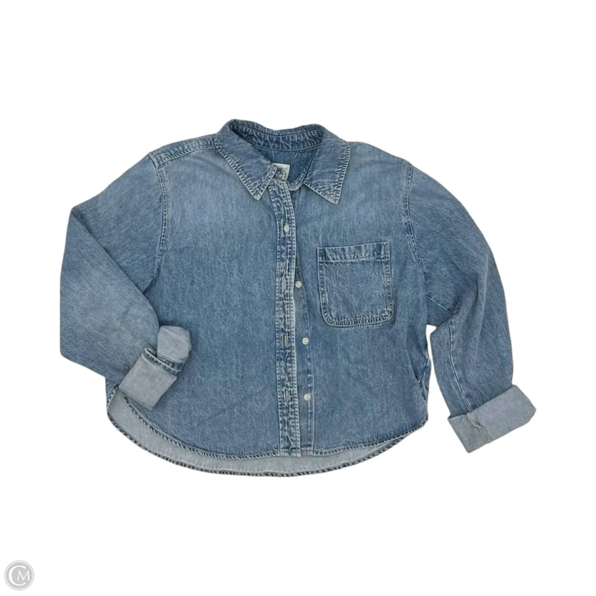 Blouse Long Sleeve By Universal Thread In Blue Denim, Size: M