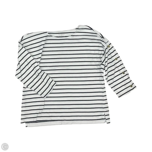 Top 3/4 Sleeve By Talbots In Blue & White, Size: Xl
