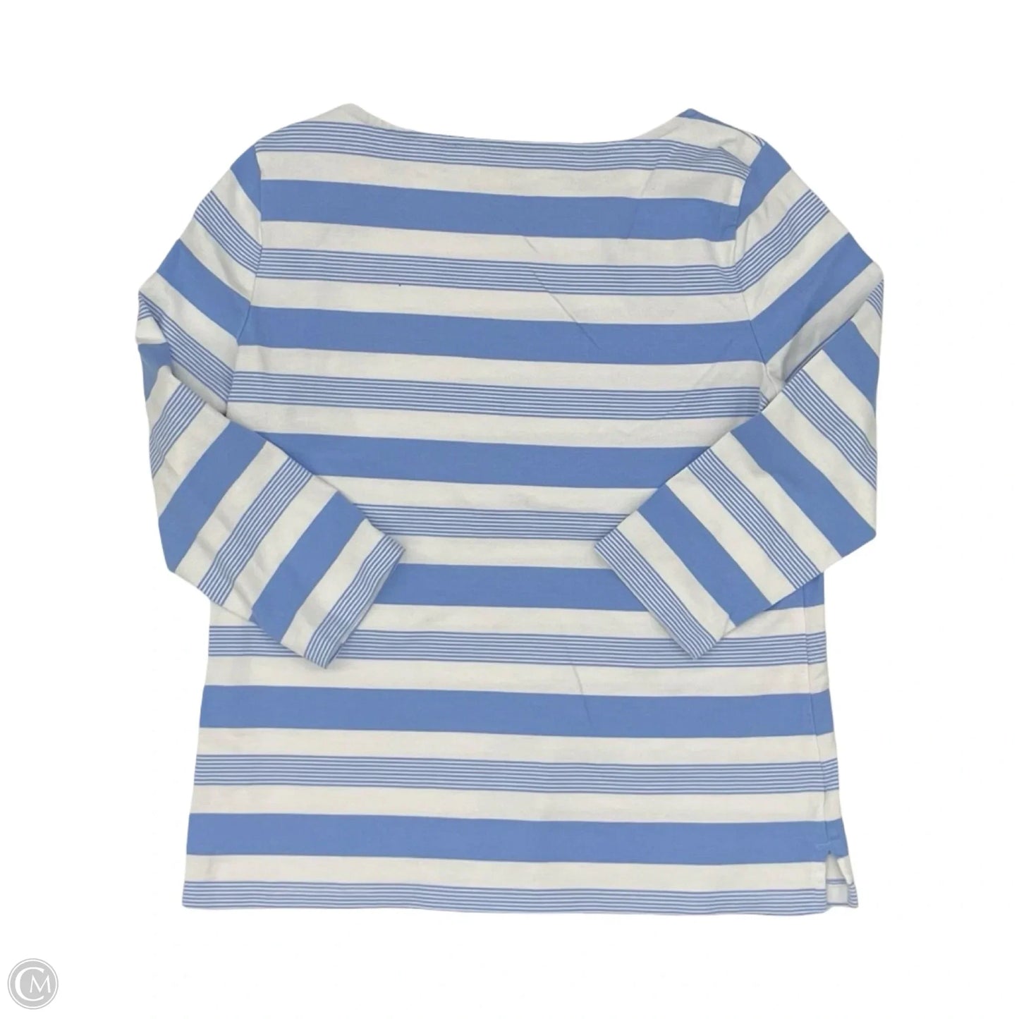 Top 3/4 Sleeve By Talbots In Blue & White, Size: M