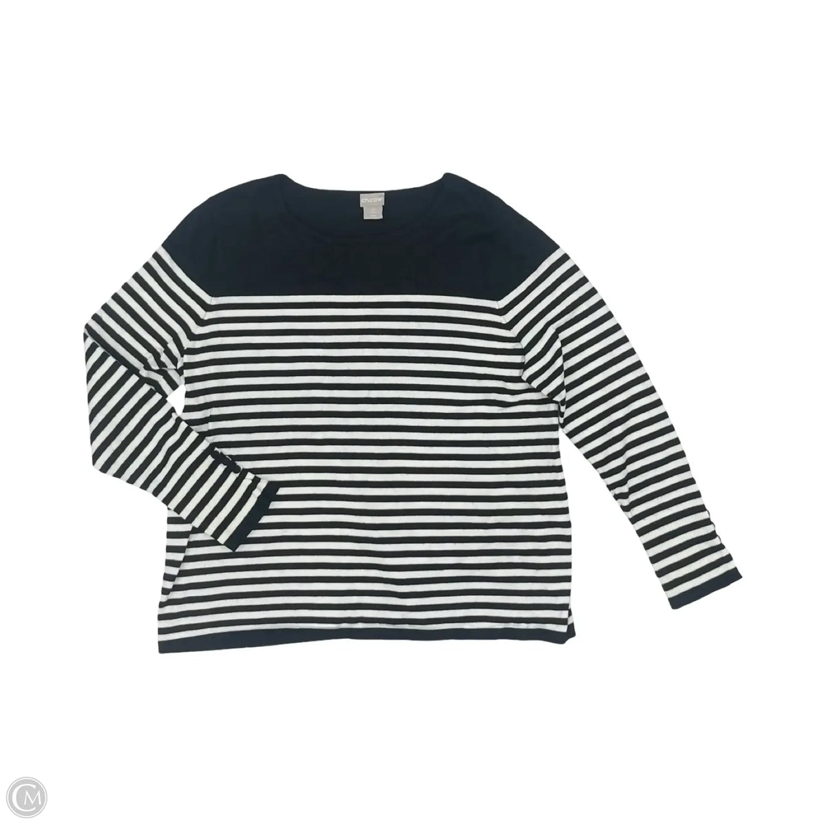 Sweater By Chicos In Black & White, Size: Lp