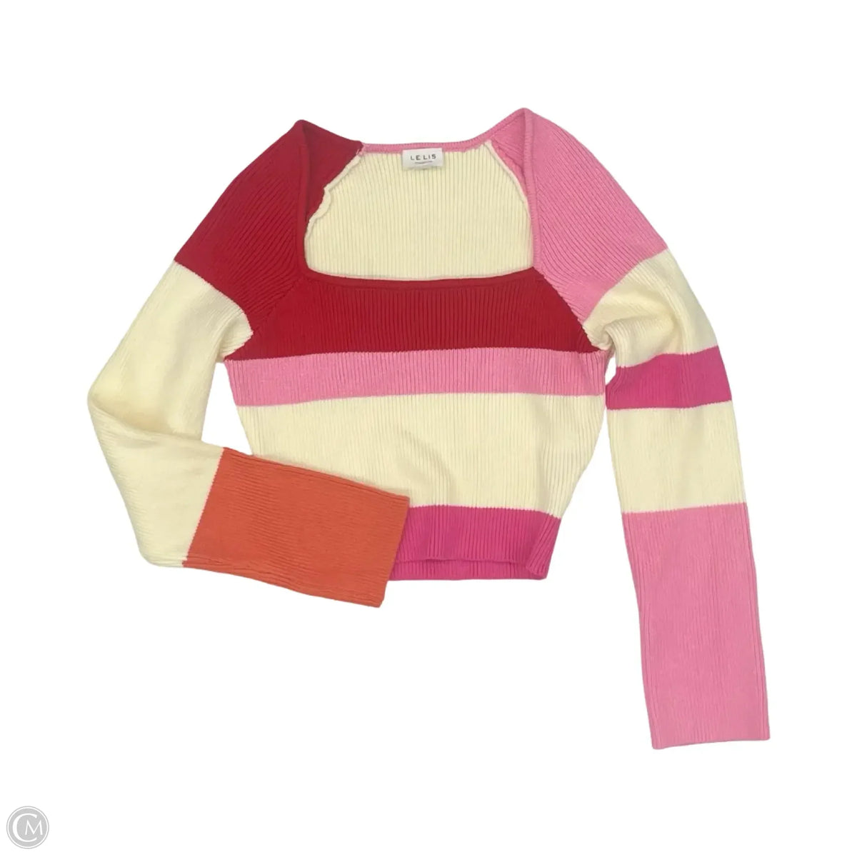 Sweater By Le Lis In Cream & Pink, Size: M