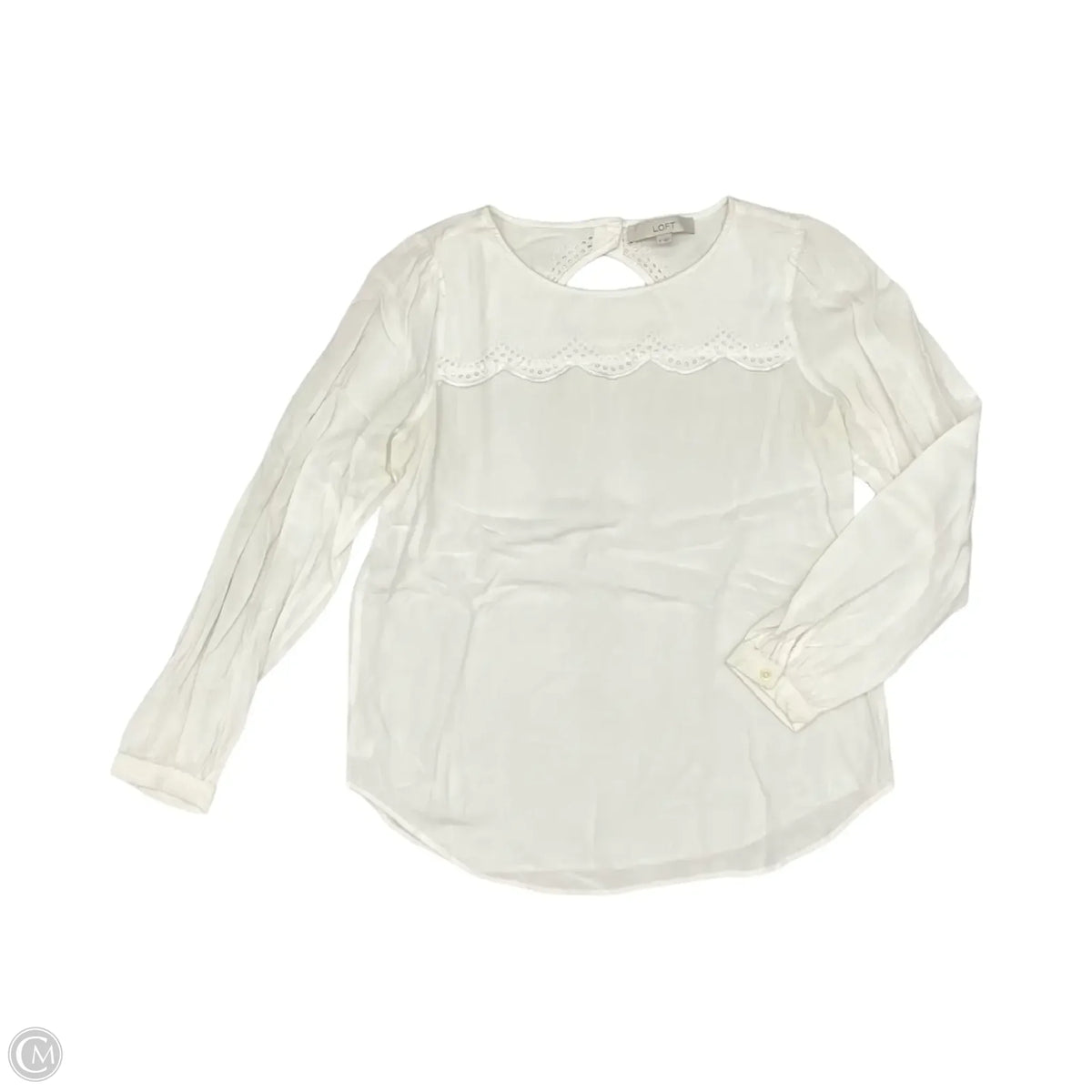 Blouse Long Sleeve By Loft In White, Size: S