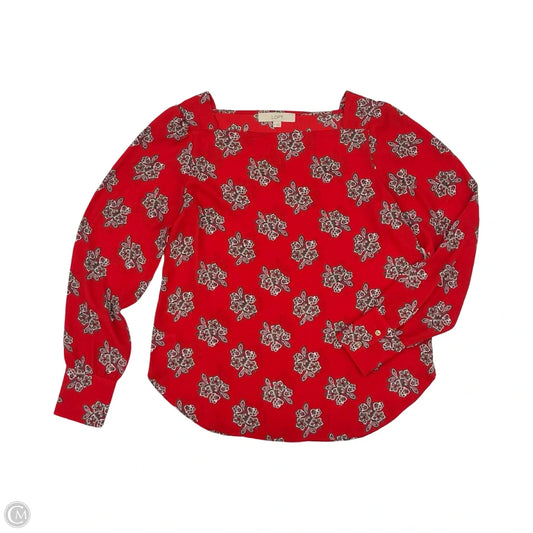 Blouse Long Sleeve By Loft In Red, Size: Xs