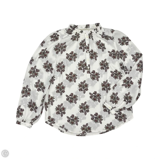 Blouse Long Sleeve By Loft In Red & White, Size: Xs