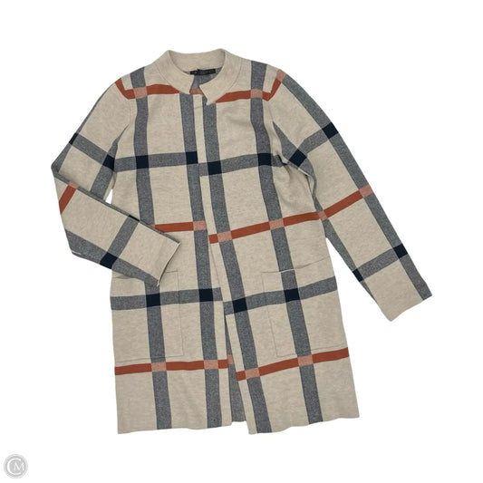 Sweater Cardigan By Tahari In Plaid Pattern, Size: M