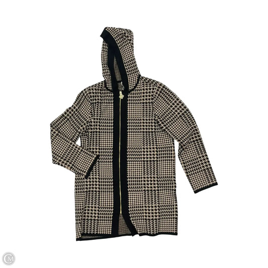 Sweater Cardigan By Anne Klein In Black & Tan, Size: M