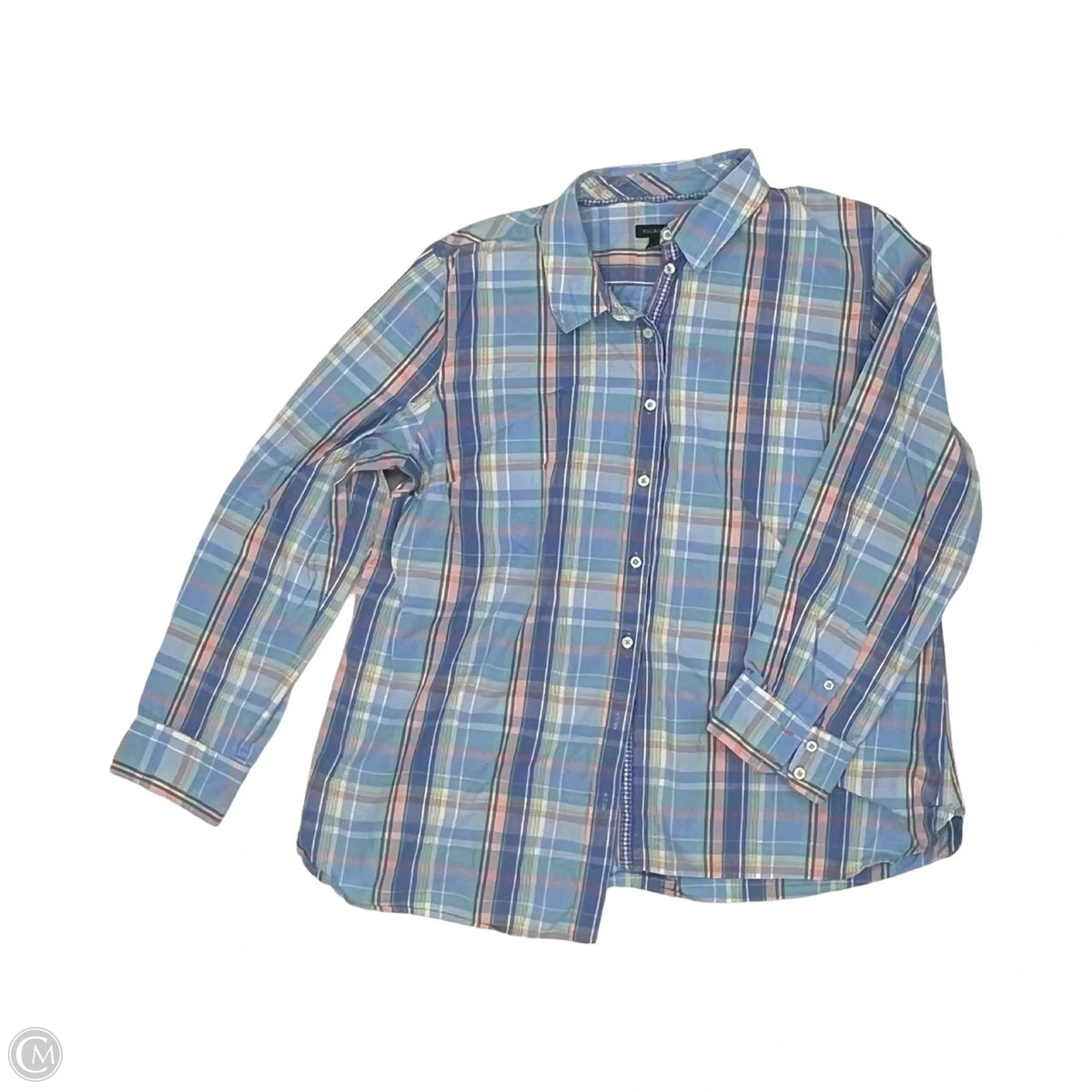 Blouse Long Sleeve By Talbots In Plaid Pattern, Size: Xl