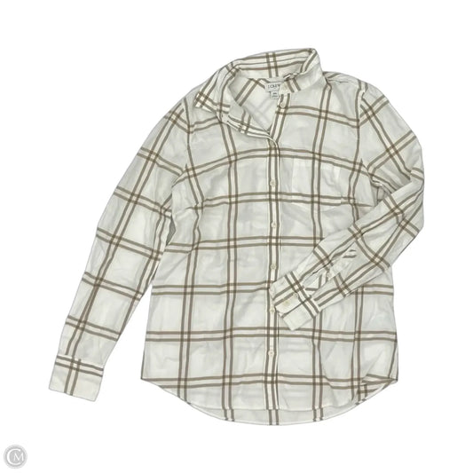 Blouse Long Sleeve By J. Crew In Cream & Tan, Size: Xs