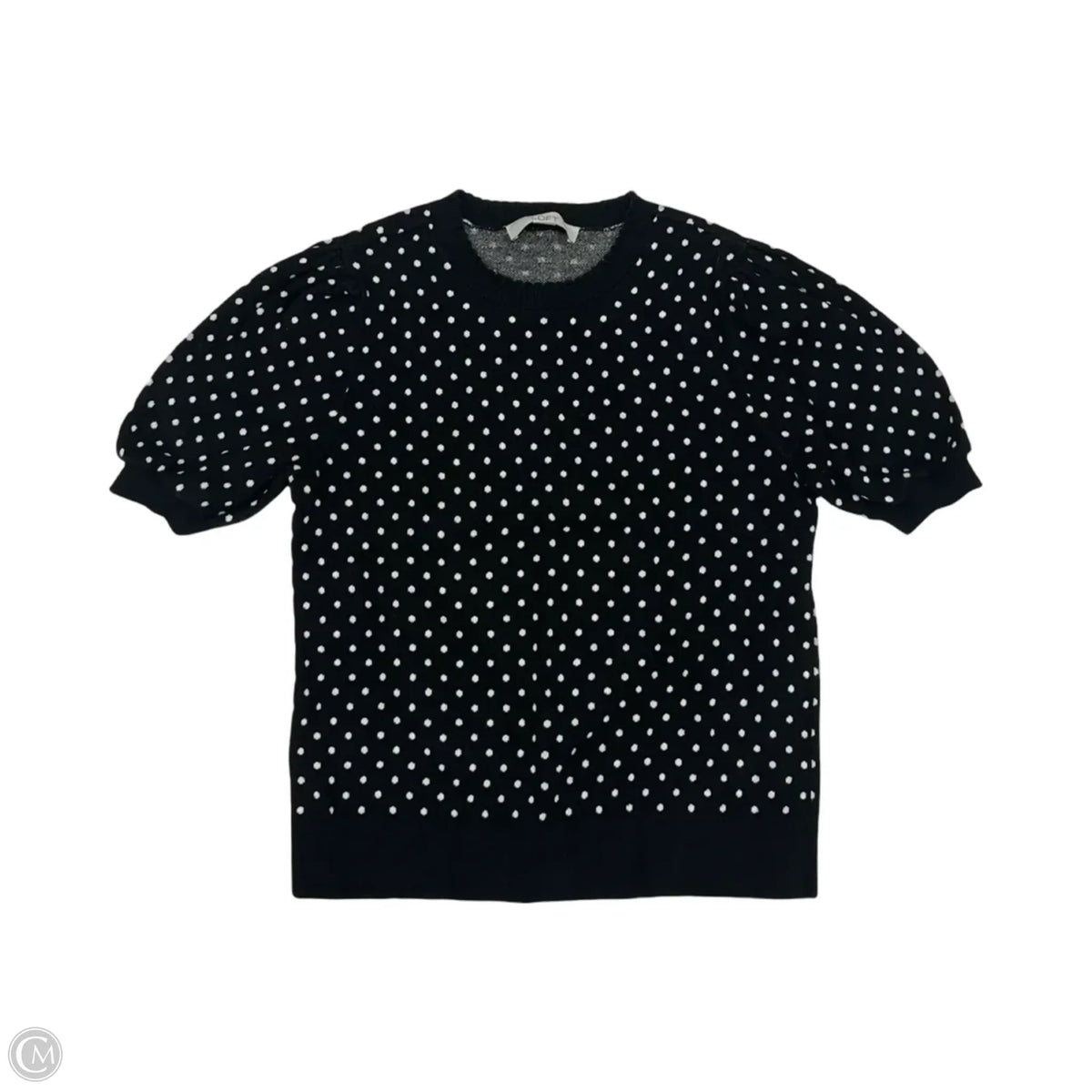 Sweater Short Sleeve By Loft In Polkadot Pattern, Size: M