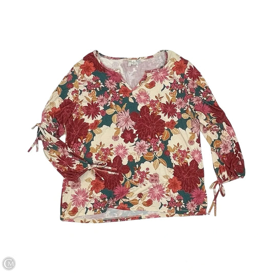 Top Long Sleeve By Cato In Floral Print, Size: L