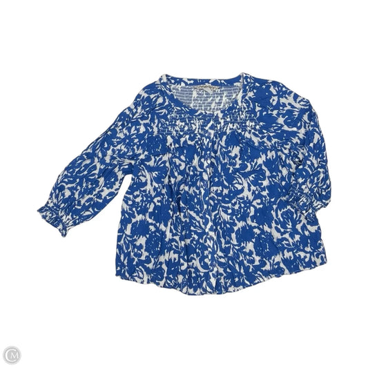 Blouse 3/4 Sleeve By Casablanca In Blue & White, Size: M