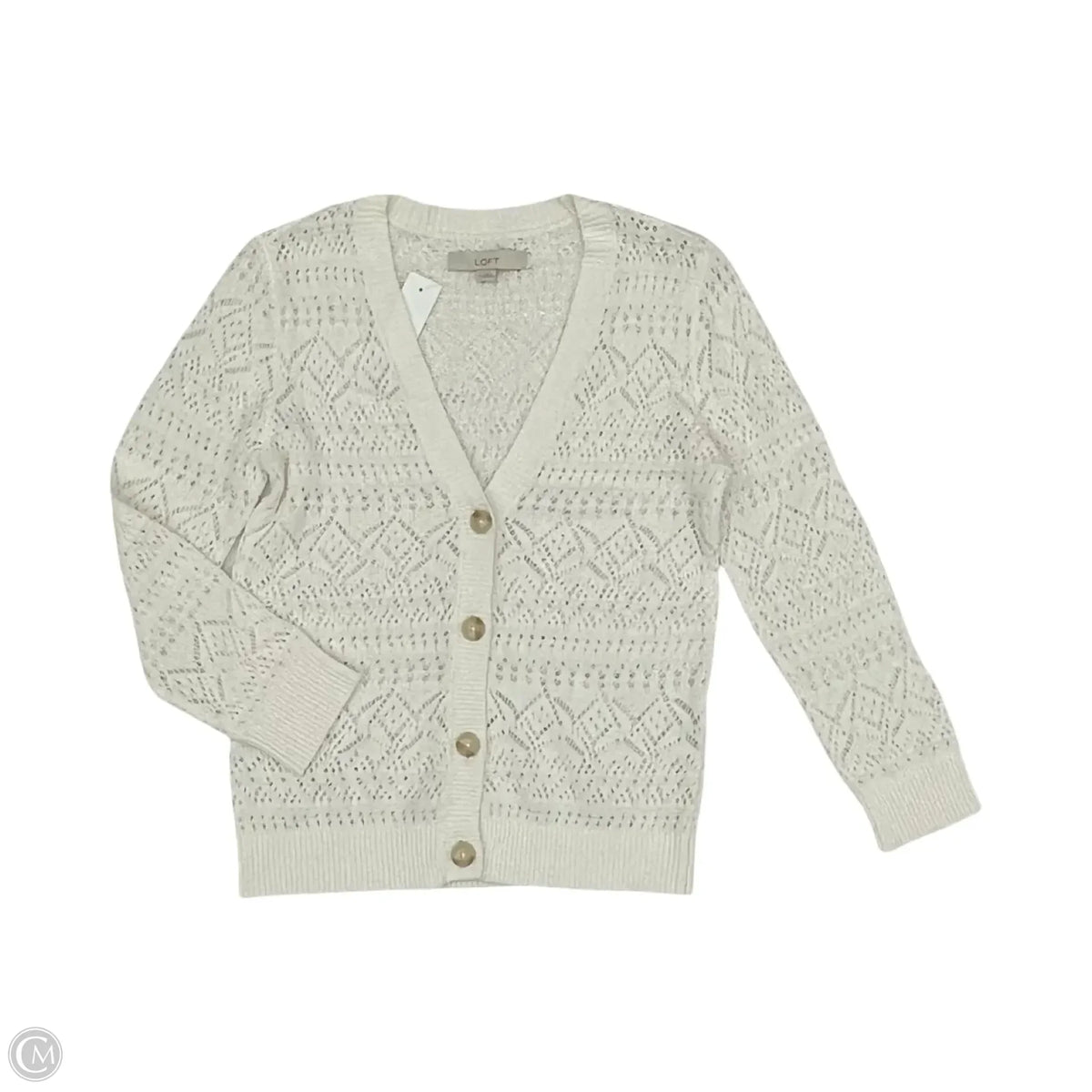 Sweater Cardigan By Loft In White, Size: S