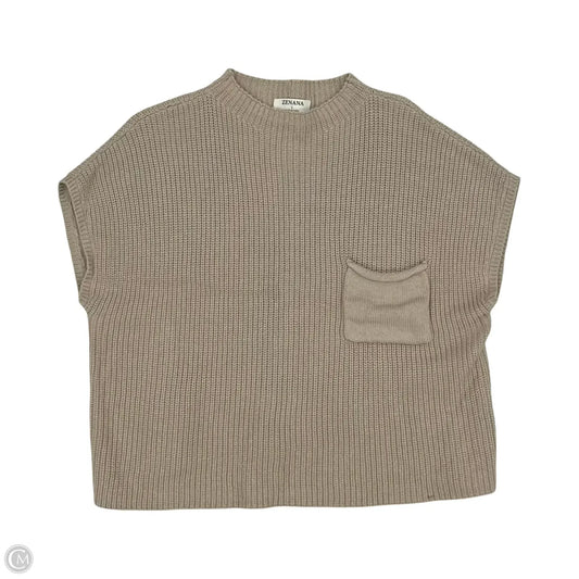 Vest Sweater By Zenana In Tan, Size: L