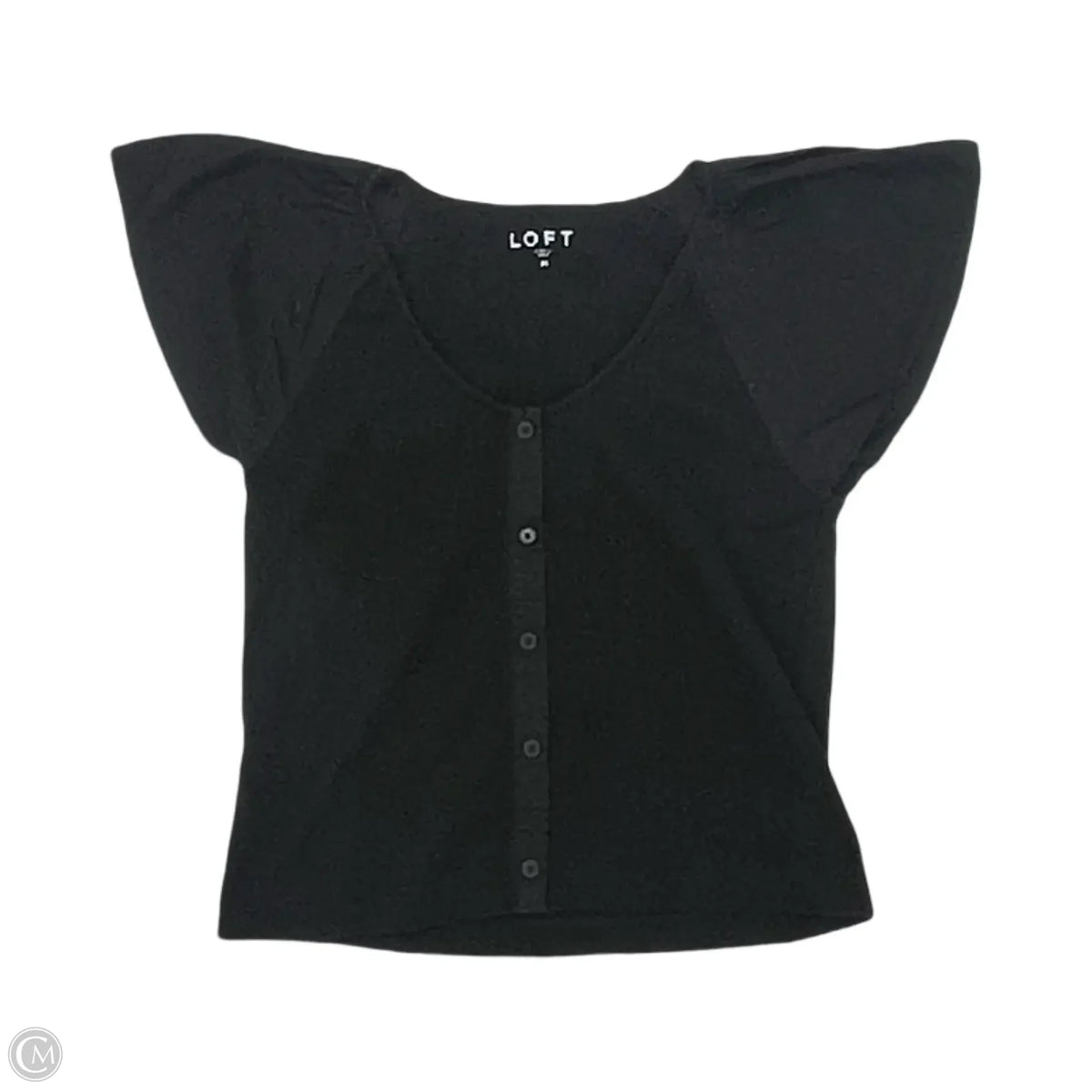 Blouse Short Sleeve By Loft In Black, Size: M