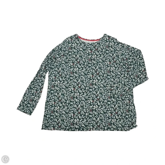 Top Long Sleeve By Croft And Barrow In Green & White, Size: 3x