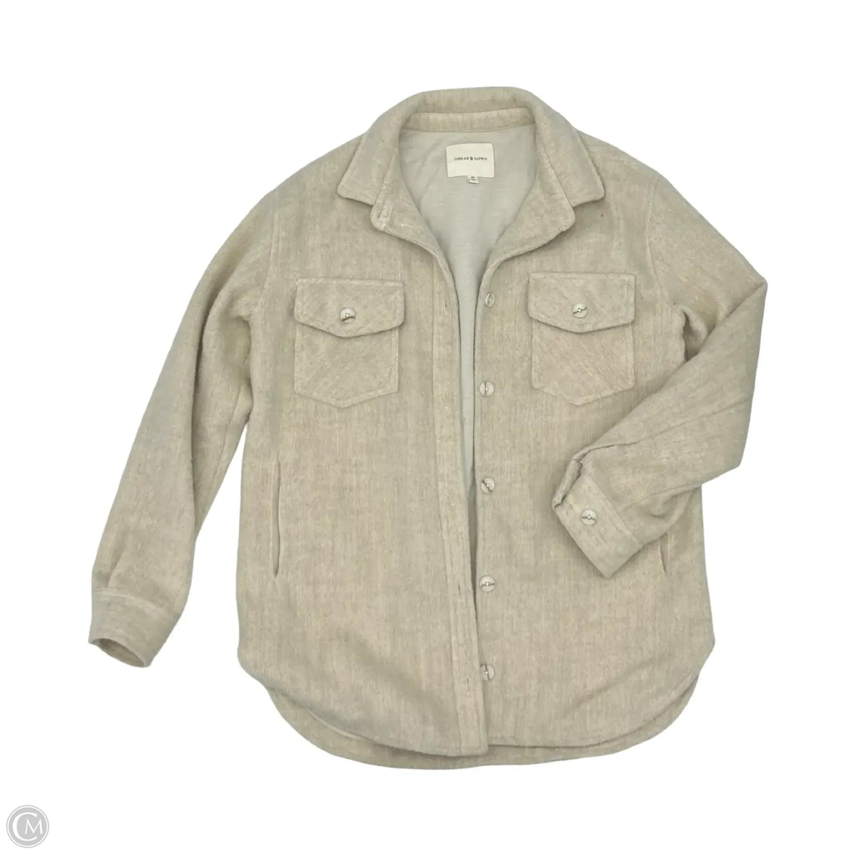 Jacket Shirt By Thread And Supply In Tan, Size: M