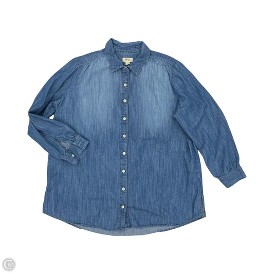 Blouse Long Sleeve By Style And Co Collection Women In Blue Denim, Size: 1x