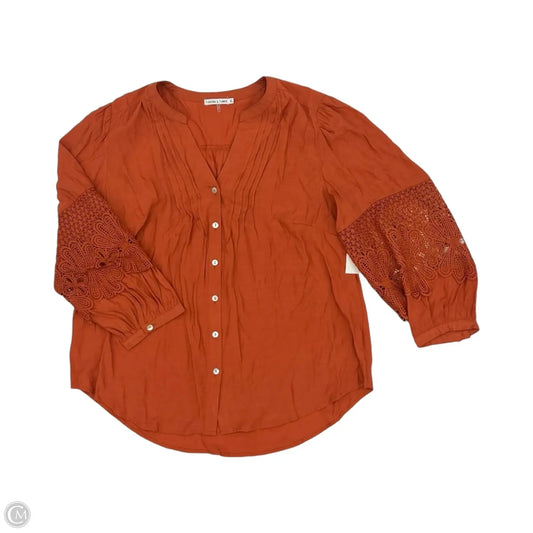 Blouse Long Sleeve By Figuero & Flower In Orange, Size: Xl