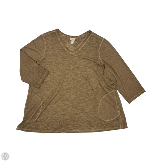 Top 3/4 Sleeve By Logo In Brown, Size: 1x