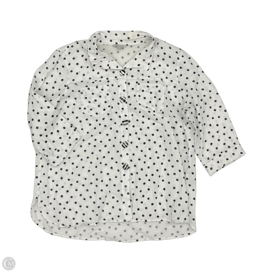 Blouse Long Sleeve By John Mark In Polkadot Pattern, Size: Xl