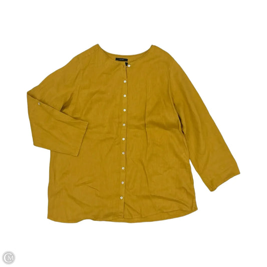 Blouse Long Sleeve By Tahari In Yellow, Size: 1x