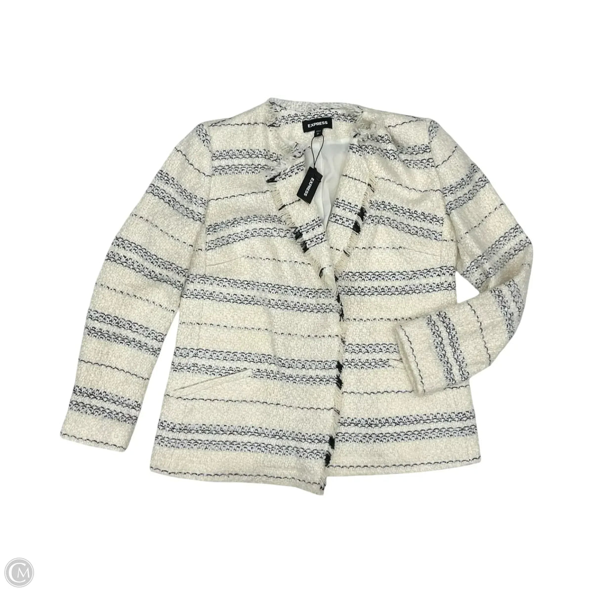 Blazer By Express In Blue & Cream, Size: S