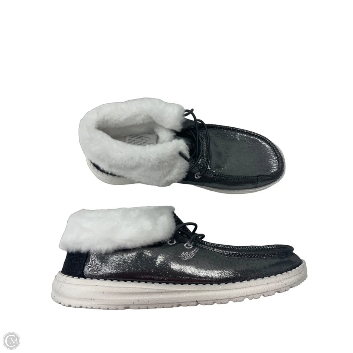 Shoes Flats By Hey Dude In Silver, Size: 8