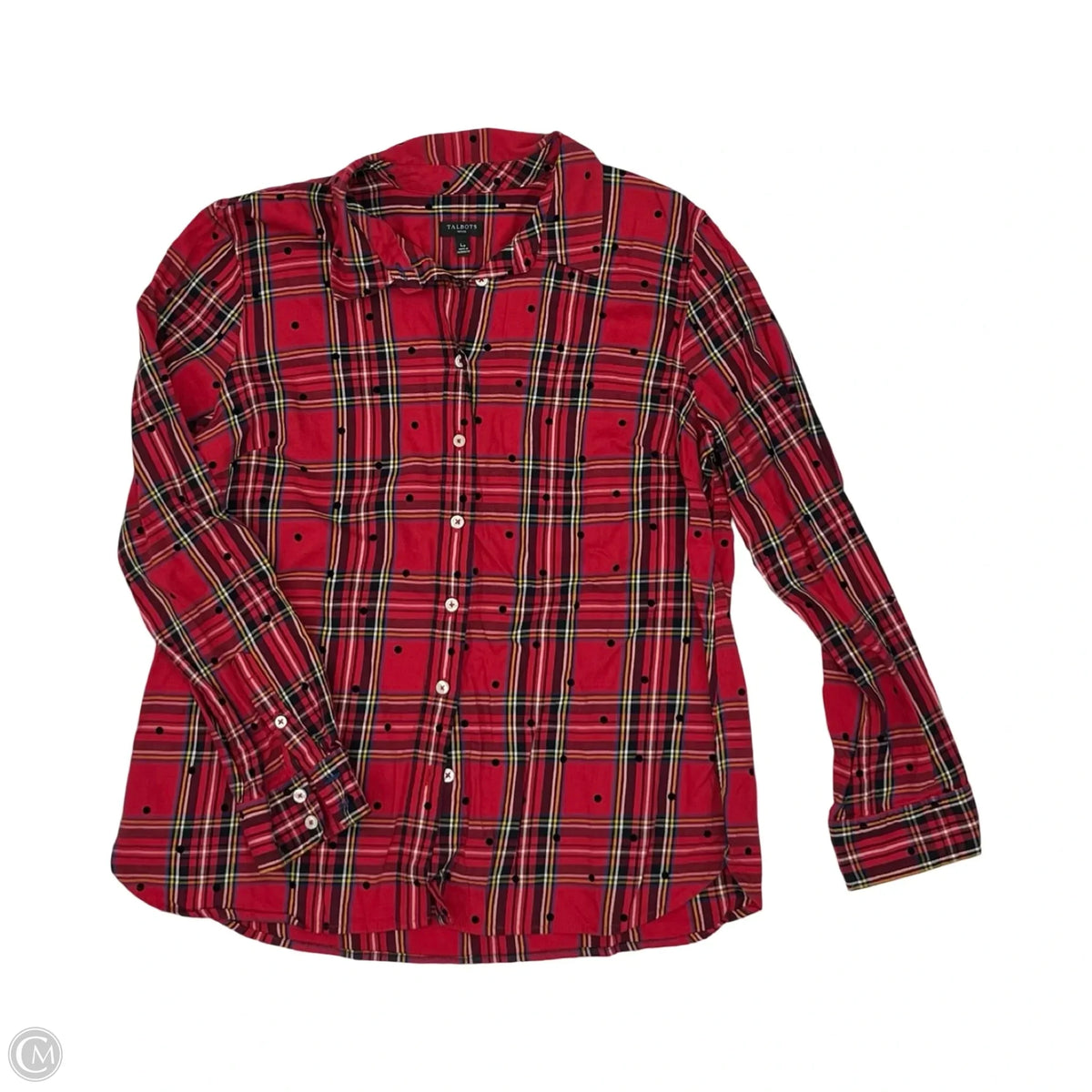 Blouse Long Sleeve By Talbots In Plaid Pattern, Size: Lp