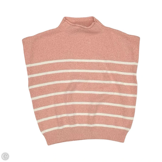 Sweater Short Sleeve By She + Sky In Pink & White, Size: L