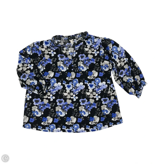 Blouse Long Sleeve By Cato In Black & Blue, Size: Xl